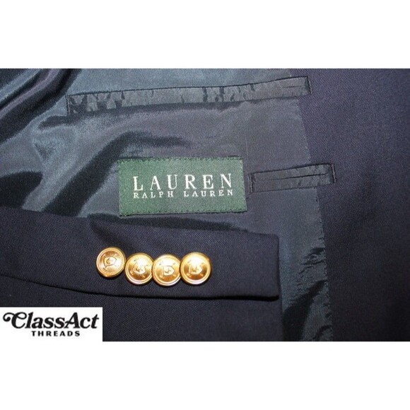 Lauren Ralph Lauren Blazer Men Blue Gold Buttons Suit Jacket Sport Coat Wool 42L - Picture 10 of 10